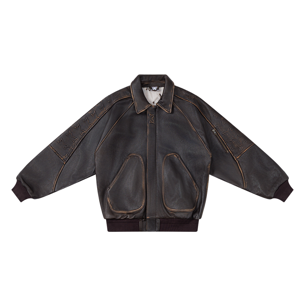 Aged Leather Jacket (Brown)