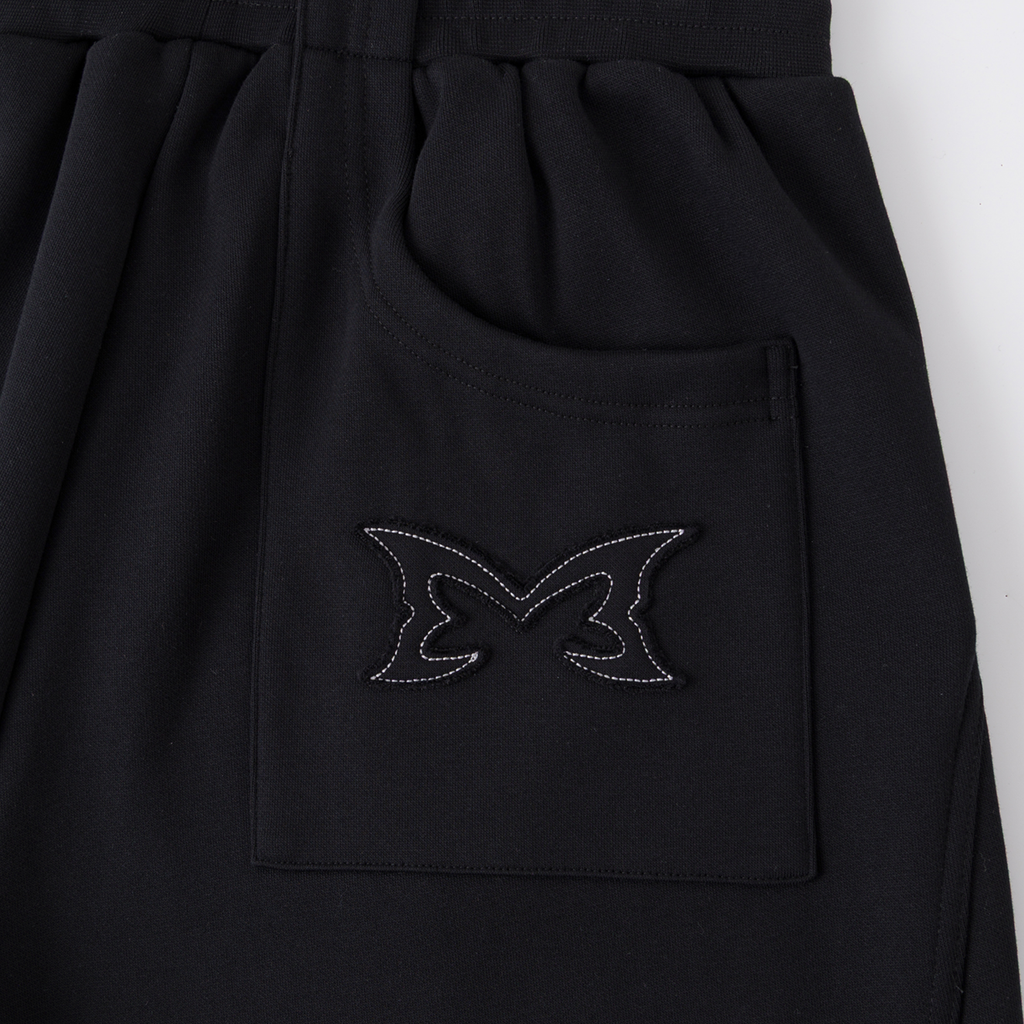 Split Panel Tracksuit Shorts (Black)