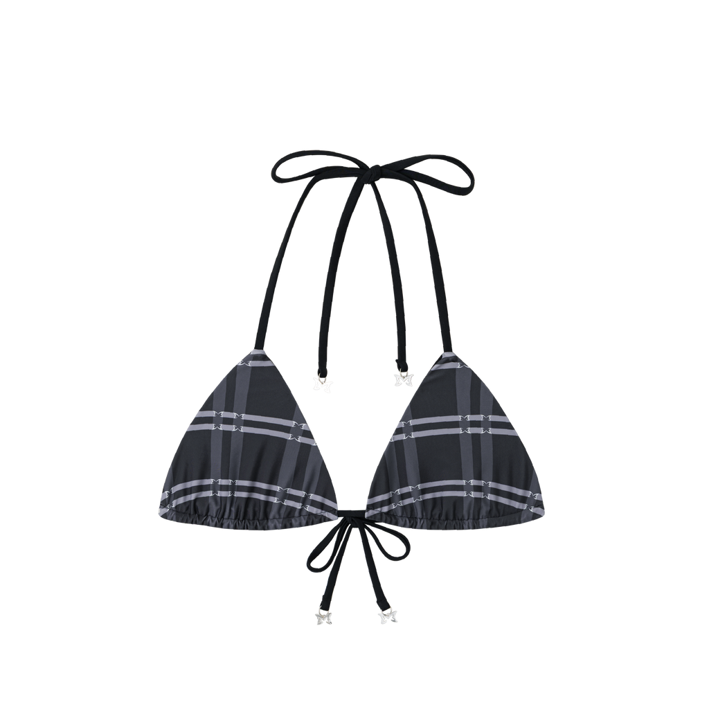 Merva Check Bikini Top (Black)