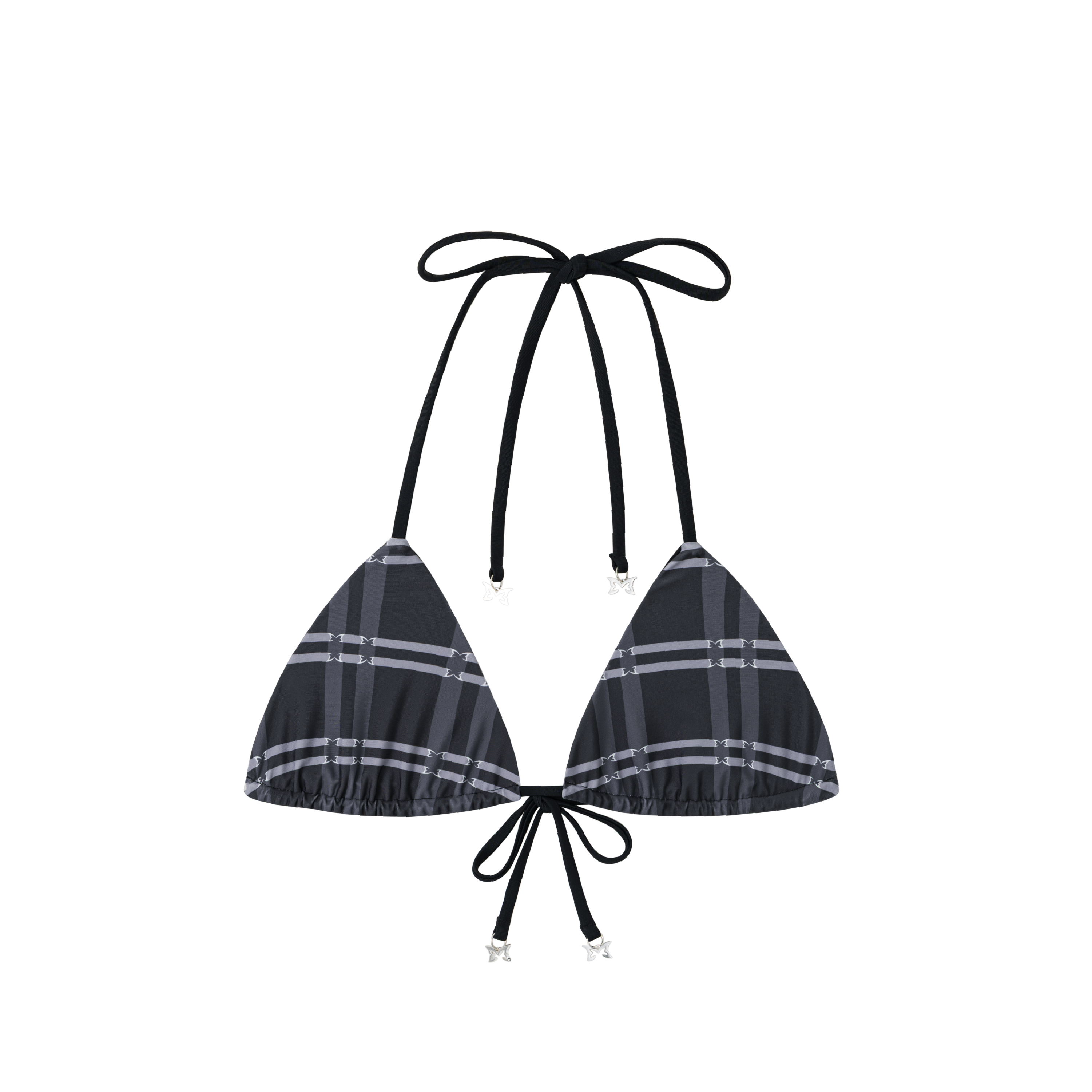 Merva Check Bikini Top (Black)